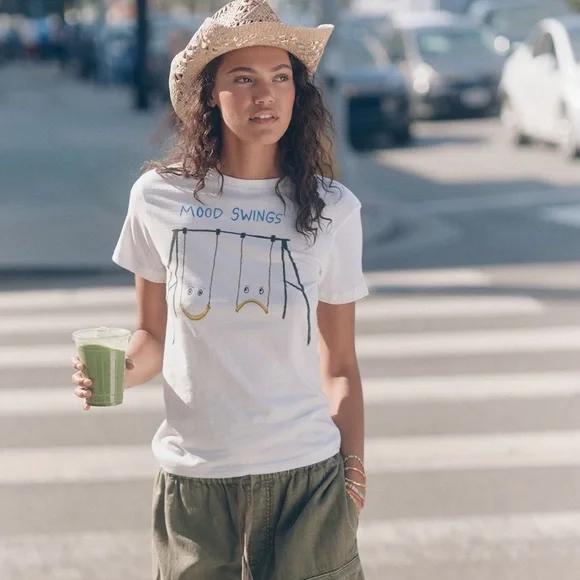 Anthropologie NWT 100% XS cotton Mood Swings tee by Unfortunate Portraits; cute! - Picture 3 of 16